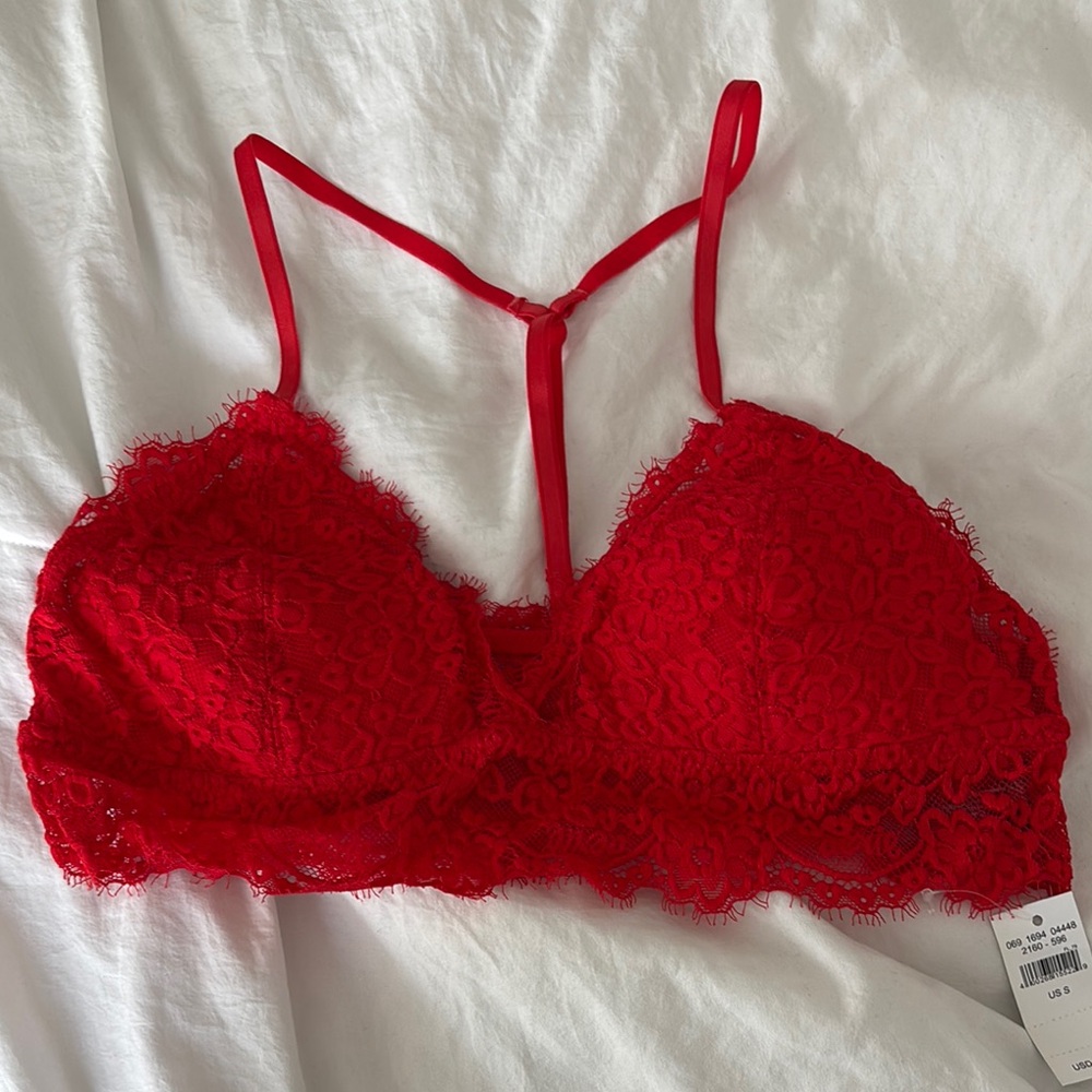 Aerie Red Lace Bra with Adjustable Straps